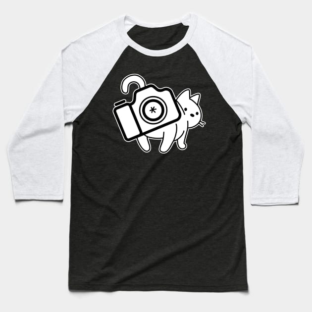 Cat Photographer Aperture Stick It Baseball T-Shirt by GlanceCat